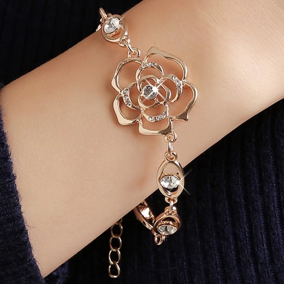 Jewelry - Gold Color Austrian Crystal Rose bracelet